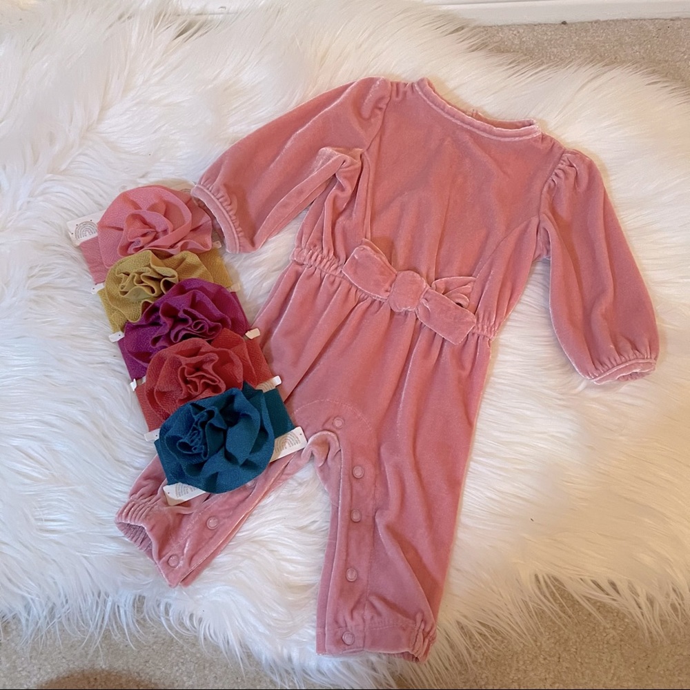 Carter’s Baby Girl’s Pink Velvet Jumpsuit 3M